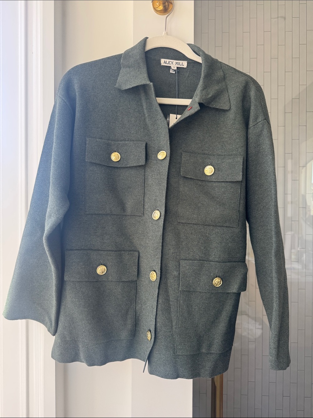 NWT Alex Mill Forest Green Button-Front sweater coat
